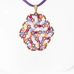 Pendant 30cm - Terence Oval-Purple Suedine - Pendant 30cm - Laiton bronze